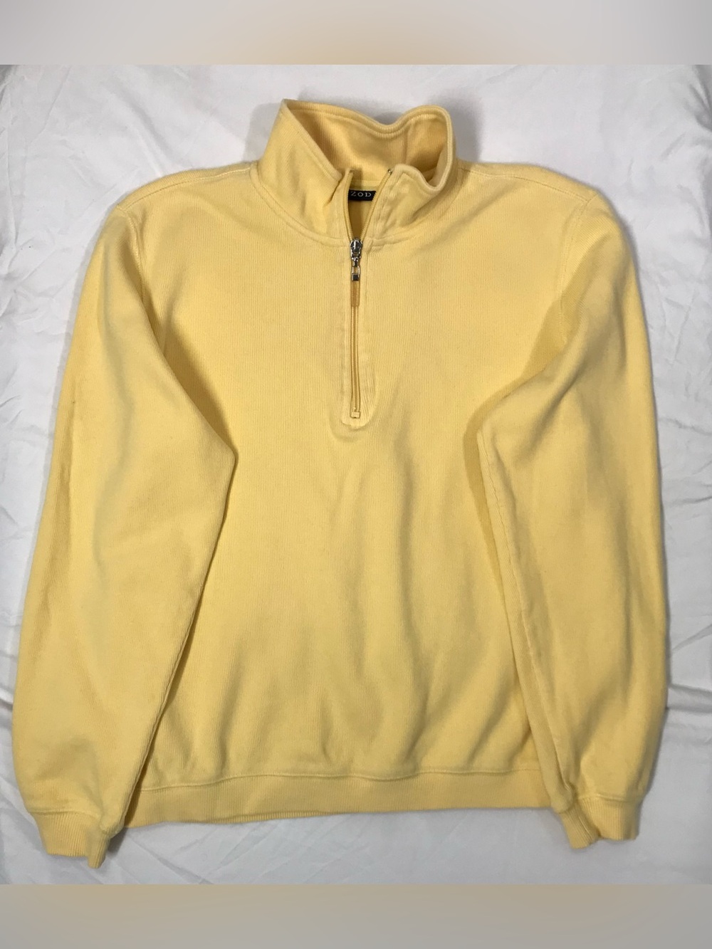 IZOD Womens Butter Yellow 1/4‎ Zip Mock Neck Cotton Knit Sweatshirt